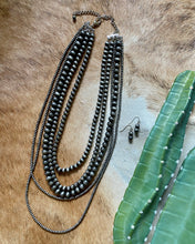 25” Long, 5 Strand Faux Navajo Pearl Necklace & Earrings