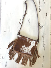 Tan & White Hair on Hide Fringe Bag