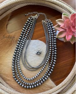 24” Long, 6 Strand Faux Navajo Pearl Necklace