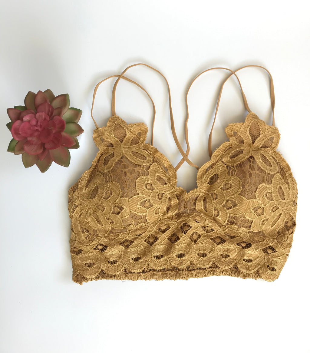 Mustard Crochet Lace Bralette