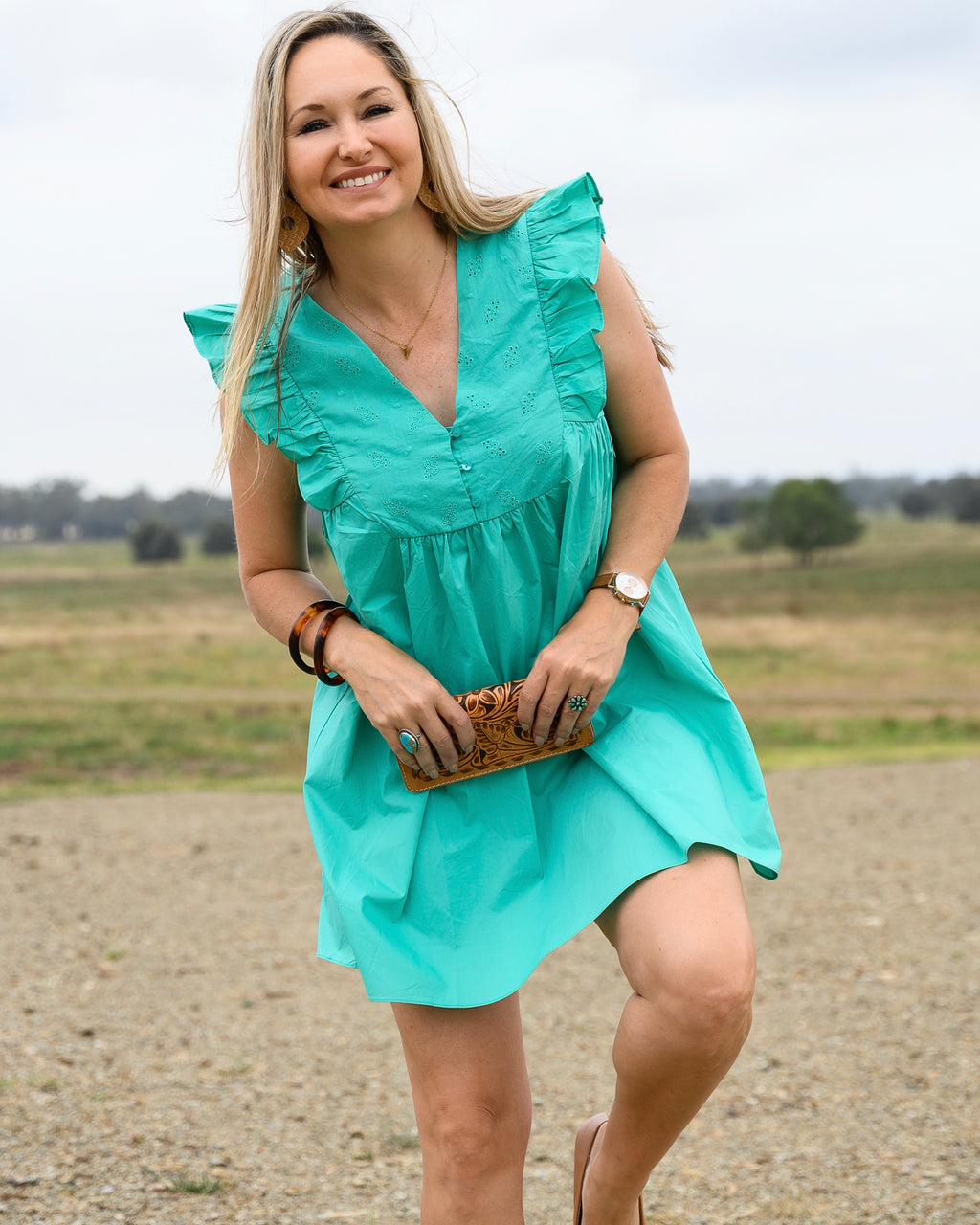 Jocelyn Ruffle Sleeve Dress