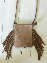 Genuine Tan Hair On Hide Crossbody Bag with Fringe