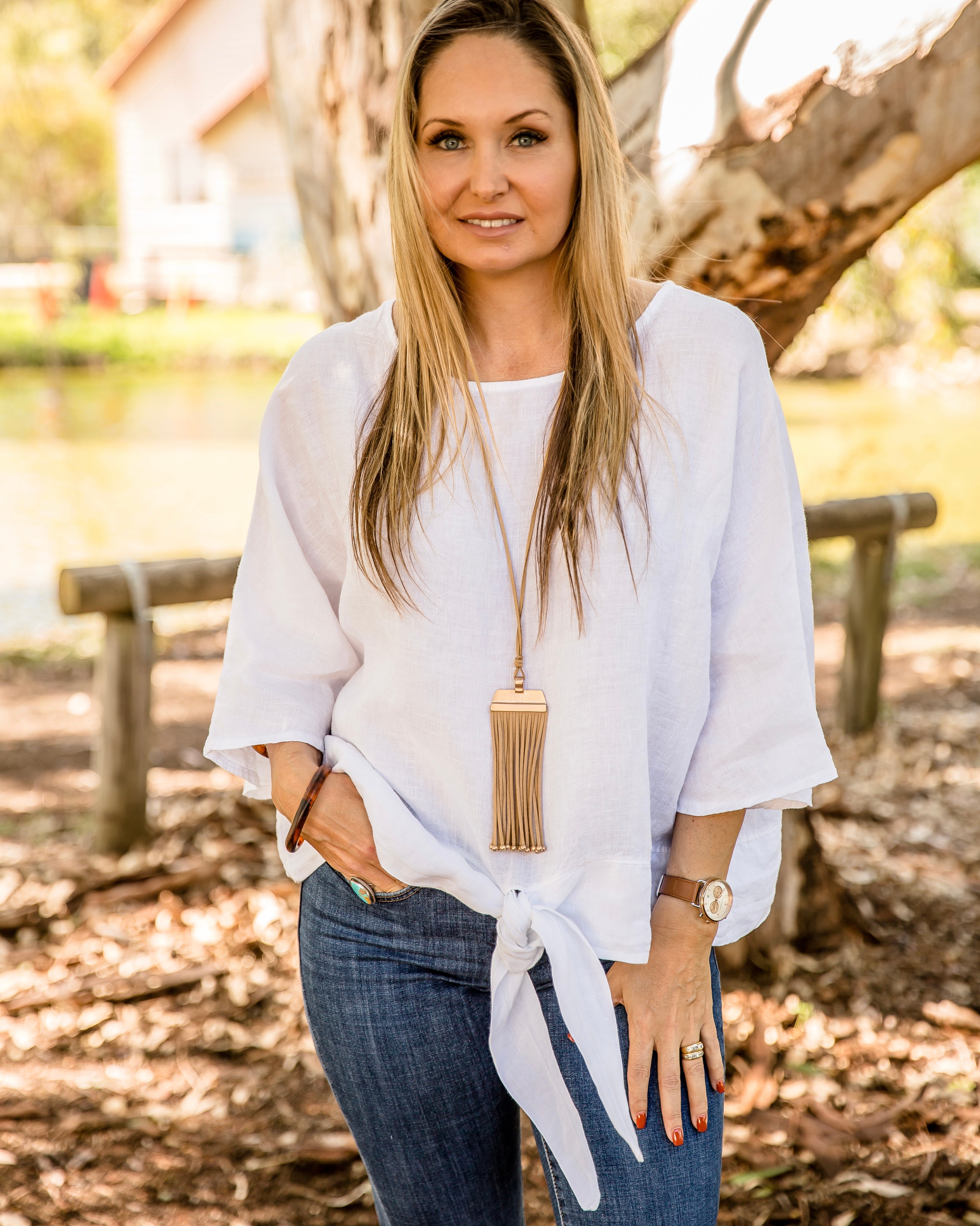 Luxe Linen Rosie Tie Top - White