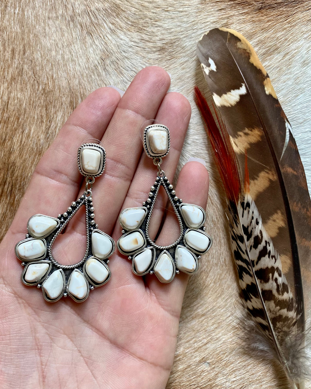 White Buffalo Dangle Earrings