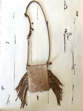 Genuine Tan Hair On Hide Crossbody Bag with Fringe