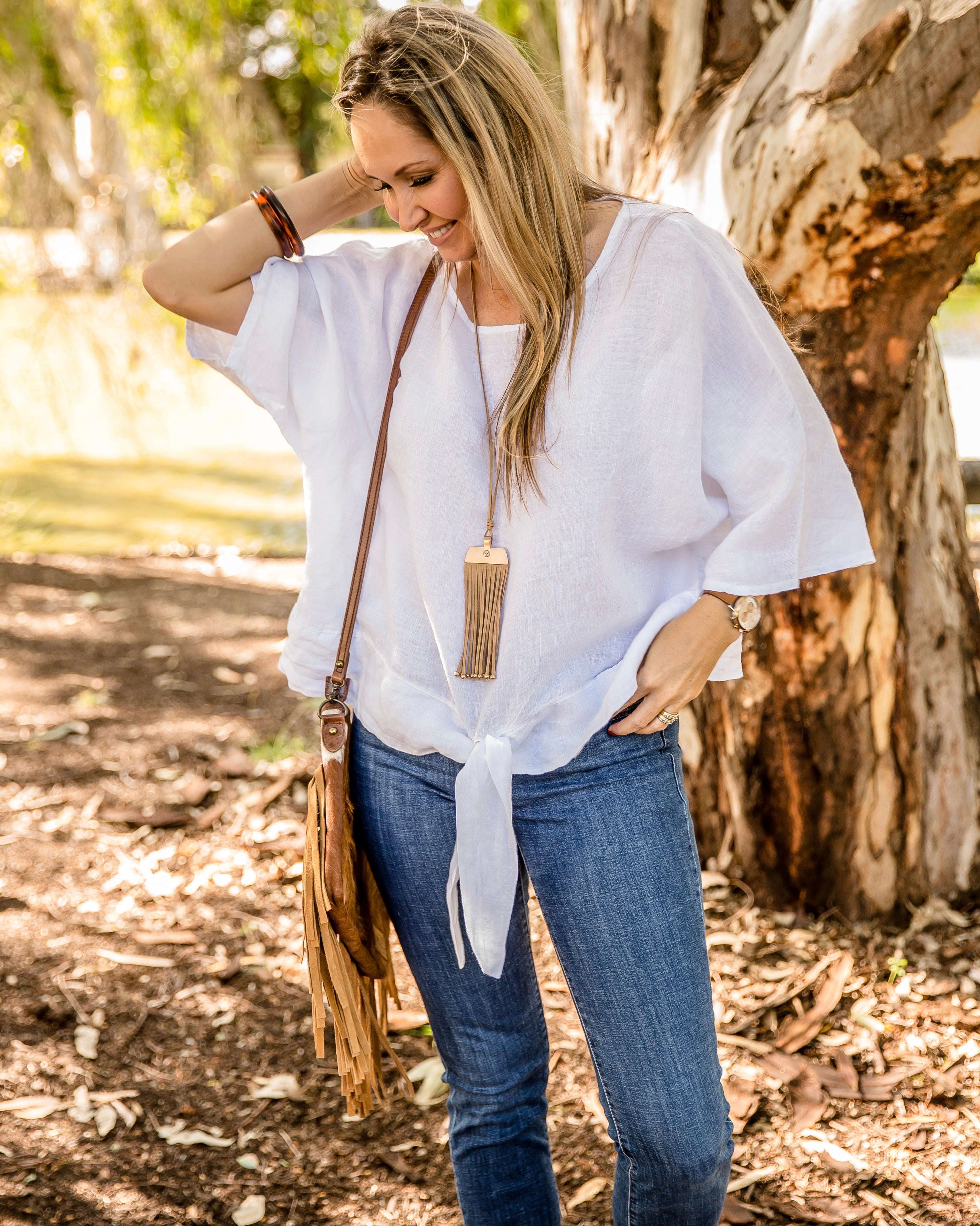 Luxe Linen Rosie Tie Top - White